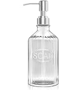 LALA DOLCE Elegant Glass Soap Dispenser with Rust-Proof Stainless Steel Pump - Refillable for Kit...