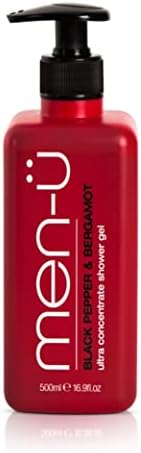 men-ü mens shower gel BLACK PEPPER & BERGAMOT 16.9oz - LASTS UP TO 6 MONTHS. shower gel men w/ ultra-concentrate formula, longer lasting & high performance. Vegan & eco-friendly mens body wash 16.9oz