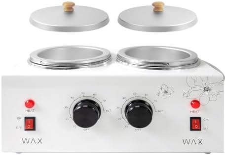 1.2L Double Portable Wax Warmer Machine for Painless Hair Removal, Women Men Professional Wax Heater with Adjustable Temperature Set, 40pcs Sticks