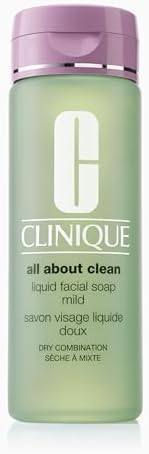Clinique 3-Step All About Clean Liquid Gentle Facial Cleanser Soap | Face Wash For Dry Combination Skin | Type 2, 6.7 Fl Oz
