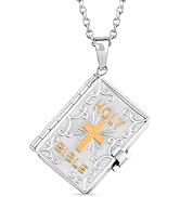 SHOP LC DELIVERING JOY Cross Necklace for Women - Openable Holy Bible Pendant Metal Pages Inside ...