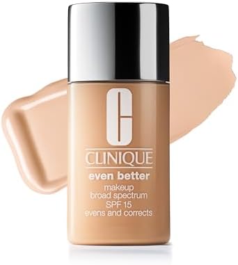 Clinique Even Better Makeup Liquid Foundation SPF 15 With Vitamin C For Dry + Oily Combination Skin Types | Medium Coverage + Natural Finish | Evens Skin Tone + Reduces Dark Spots, Alabaster, 1 Fl Oz