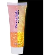 MEICOLY Orange Neon Body Glitter Gel,UV Blacklight Chunky Face Glitter Gel,Glow in The Dark Glitt...
