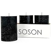 Simply Soson Set of 3 Black Pillar Candles 3x4 in. - Unscented Colored Candles Bulk - Home Event ...