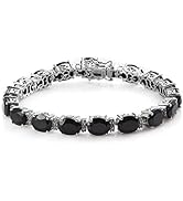SHOP LC Ct 97.3 Natural Black Spinel Tennis Bracelet for Women 925 Sterling Silver Platinum Plate...