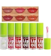 Yeuxtty 6PCS Fat Oil Lip Gloss,Big Brush Head Hydrating Transparent Lip Glow Oil for Women Moistu...