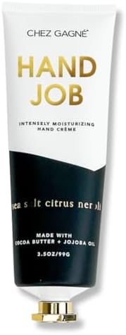 Chez Gagné Intensely Moisturizing Vegan Hand Cream (3.4oz) Jojoba Oil Cocoa Butter- Non-Greasy, Fast-Absorbing, Made In US - Hand Job - Hand Crème (3.4oz, Sea Salt, Citrus & Neroli)