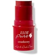 100% PURE Lip & Cheek Tint (Fruit Pigmented), Cranberry Glow, Long Lasting Lip and Blush Stick, N...