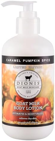 Dionis Goat Milk Hydrating Skincare Scented Cream, Rich & Creamy Daily Moisturizing Caramel Pumpkin Spice Body Lotion For Dry Skin, Made in the USA, Cruelty-Free & Paraben-Free, 8.5 oz Bottle