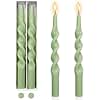 Green Candlestick Spiral Taper Candle - Gedengni Set of 2 Long Twisted Candlesticks Unscented Tapered Candles Swirl Candle Sticks for Home Decoration Holiday Wedding Party (1D-Light Green)