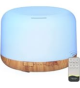 Oil Diffuser, 500ml Essential Oil Diffusers, Aromatherapy Diffuser with 2 Mist Mode 4 Timers＆7 Am...
