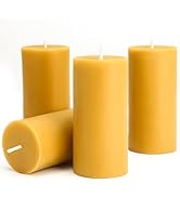 4 Packs Natural Beeswax Pillar Candles 2x4 inch, Unscented Beeswax Pillar Candle, 100% Handmade P...