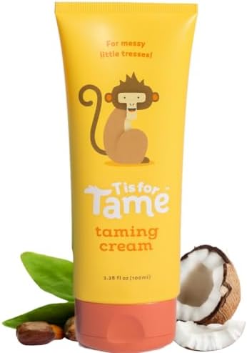 T is for Tame - Hair Taming Cream for Kids, All-Natural for Frizz & Flyaways, Coconut Oil, Leave-in Cream for Babies & Toddlers, Straight or Curly