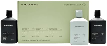 Blind Barber Shower Essentials Gift Set - Mens Body Wash, Shampoo and Conditioner Set - Lemongrass Tea Body Soap + Hair Care Gifts for Men (3 Count)