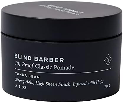 Blind Barber 101 Proof Classic Hair Pomade for Men - Water Based Pomade with Hops & Tonka Bean - Strong Hold & High Shine Finish - Paraben & Sulfate-Free Hair Styling Products (2.5 oz)
