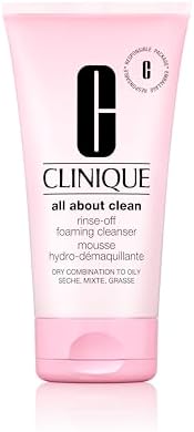 Clinique All About Clean Rinse-Off Foaming Face Wash | Face Cleanser With Hyaluronic Acid + Glycerin For Oily Skin Types | Dissolves Makeup + Sunscreen, 5 Fl Oz