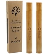 Gaia Guy Bamboo Toothbrush Travel Case 2 Pack - Portable Bamboo Toothbrush Holder Great For Plast...