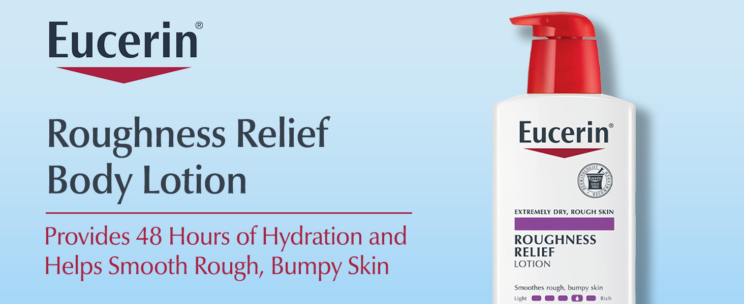 Eucerin Roughness Relief Body Lotion provides 48 hours of hydration and helps smooth skin