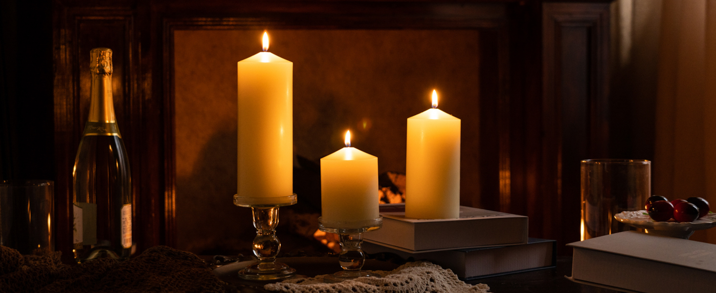 MOZEAL Ivory Pillar Candles