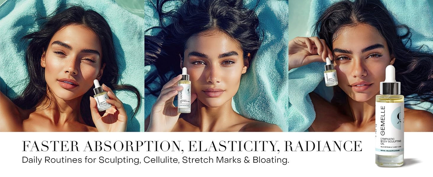 GEMELLE Lymphatic Body Sculpting Massage Oil for cellulite, scars, sculpting and self-care