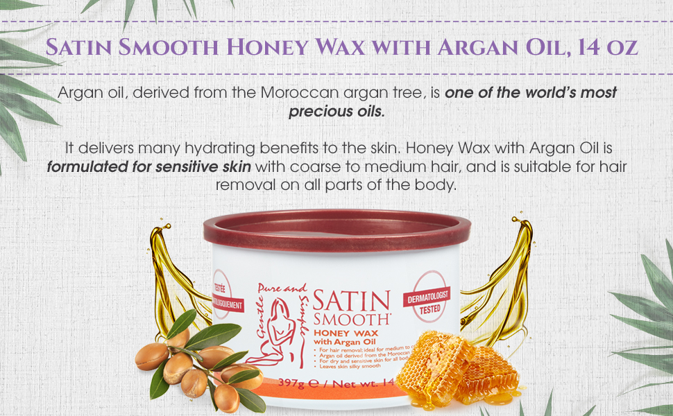 Satin Smooth Honey Wax with Argan Oil, 14 oz