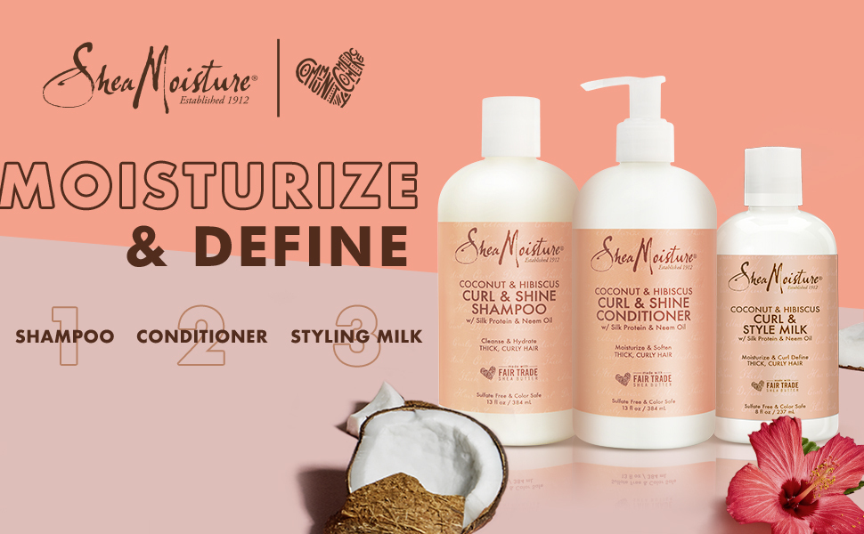 SheaMoisture Moisturize & Define Shampoo, Conditioner and Styling Milk for Curly Hair