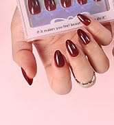 Morily Nude Pink Press on Nails - Glossy Short Oval Fake Stick on Nails, Reusable Full Cover Arti...