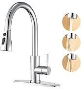 GAGALIFE Chrome Kitchen Faucet with Pull Down Sprayer - High Arc Stainless Steel Kitchen Sink Fau...