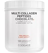 Codeage Multi Collagen Peptides Protein Powder, Chocolate Cocoa Shake - MCT Oil - 18 Amino Acids ...