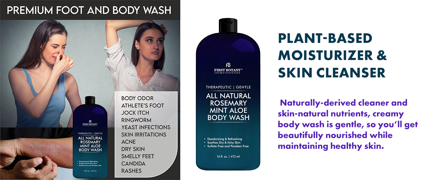 Athlete’s Foot, Jock Itch Nail Issues Dandruff Acne Eczema, Shower Gel for Women & Men Skin Cleanser