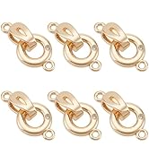 BENECREAT 6PCS Fold Over Clasp Set, 14K Gold Plated Necklace Extension Clasps, Jewelry Clasps for...