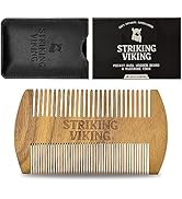 Striking Viking Sandalwood Beard Comb & Case - Pocket Sized Wooden Beard & Mustache Comb With Fin...