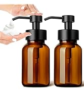 GMISUN Foaming Soap Dispenser, 8.5 Oz Amber Glass Foam Soap Dispenser for Bathroom & Kitchen, 2 P...