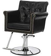 Buy-Rite Chelsea Styling Chair for Salons and Stylists, Tufted Seat-Back and Brass Nail Head Trim...