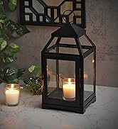 Hosley Set of 2 Clear Glass and Iron Classic Style Lantern 12 Inch High Ideal Gift for Weddings F...
