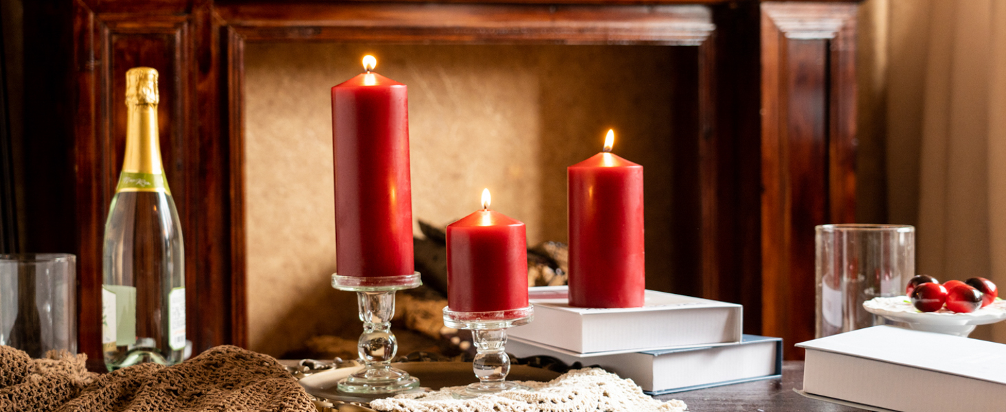 MOZEAL Red Pillar Candles