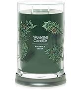 Yankee Candle Balsam & Cedar Scented, Signature 20oz Large Tumbler 2-Wick Candle, Over 60 Hours o...