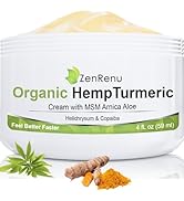 Zenrenu Organic Hemp Turmeric Joints & Muscle Cream with Arnica, MSM, Hemp Oil Extract, & 7 Essen...
