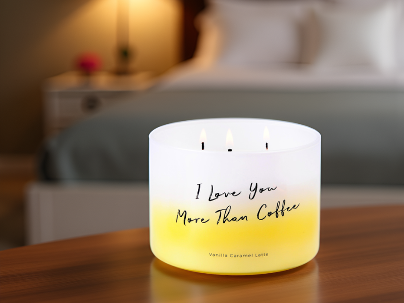 soy scented candle latte scented caramel scented vanilla scented creamy candle gift with quote love
