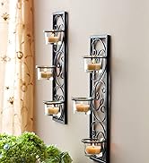 Hosley Set of 8 Bulk Buy 13.75 Inch High Black Iron Tealight Wall Sconce. Handmade by Artisans. I...