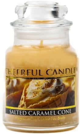 A Cheerful Giver Salted Caramel Cone 6oz Small Scented Candle Jar with Lid Cheerful Candle 35 Hours of Burn Time, Christmas Gift for Women, Orange