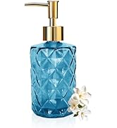 YTDTKJ Glass Soap Dispenser with Gold Pump, Bathroom Soap Dispenser Set,11Oz/330ml Premium Thick ...