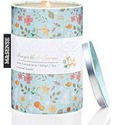 M&SENSE Honeysuckle Jasmine Scented Candle, Medium Jar Candle 11.3oz Natural Soy Wax for Home Sce...