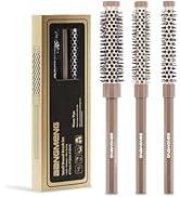 BANGMENG 3 Pieces Small Round Brush Set, 3/7 1/2 5/8 Inch Barrel HairBrush for Blow Drying, Soft ...