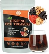 Aromlife Natural Ginseng Five Treasure Tea, 20 Teabags Ginseng Red Dates Black Goji Berries Herba...