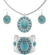 Howlite Jewelry Sets for Women - Turquoise Inspired Western Cowgirl Accessories - Beautiful State...