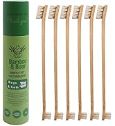 Gaia Guy Bamboo and Boar Bristle Double-Sided Pet Toothbrushes - 6-Pack - for Dogs, Cats and The ...