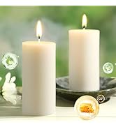 Beeswax Pillar Candles,86 Hours Long Burning Pure Off-White Beeswax Candles,Unscented Bees Wax Ca...
