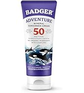 Badger Mineral Sunscreen SPF 50 Zinc Oxide Sunscreen with 98% Organic Ingredients, Reef-Safe, Bro...