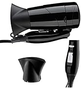 Travel Compact Hair Dryer, 1875W Lightweight Blow Dryer with Folding Handle, 1 Nozzle for Fast Dr...